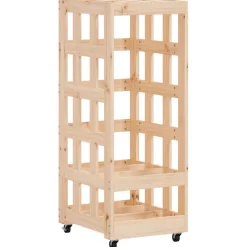 vidaXL Houtblokhouder met wielen 40x49x110 cm massief grenenhout
