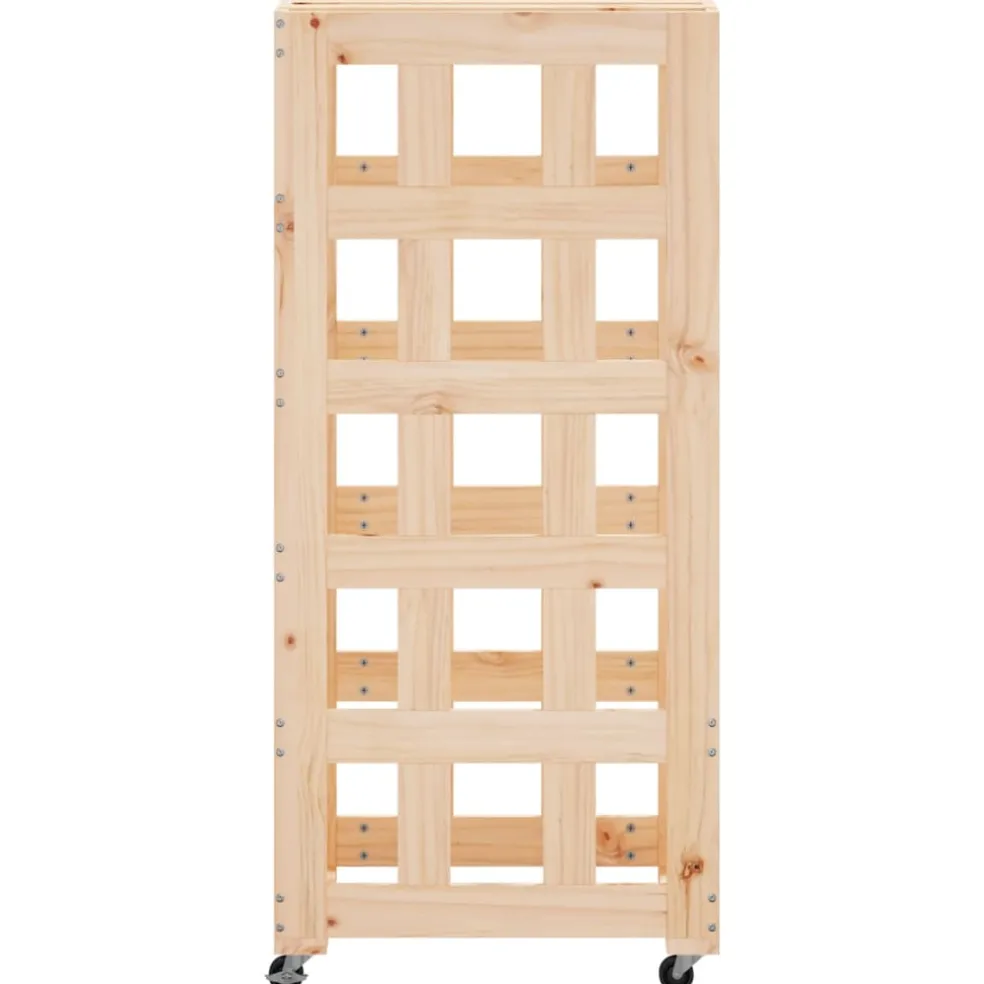 vidaXL Houtblokhouder met wielen 40x49x110 cm massief grenenhout