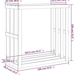 vidaXL Houtblokhouder 108x52x106 cm massief grenenhout wit