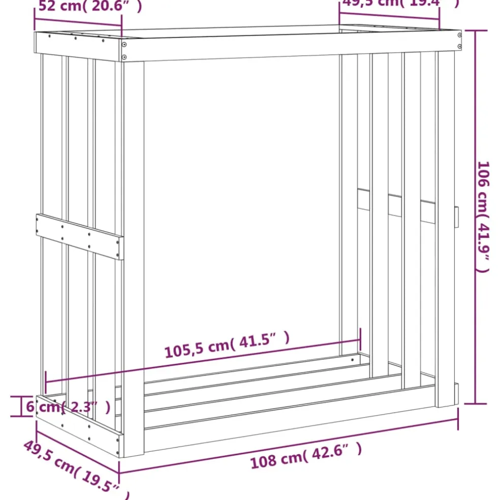 vidaXL Houtblokhouder 108x52x106 cm massief grenenhout wit