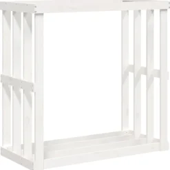 vidaXL Houtblokhouder 108x52x106 cm massief grenenhout wit