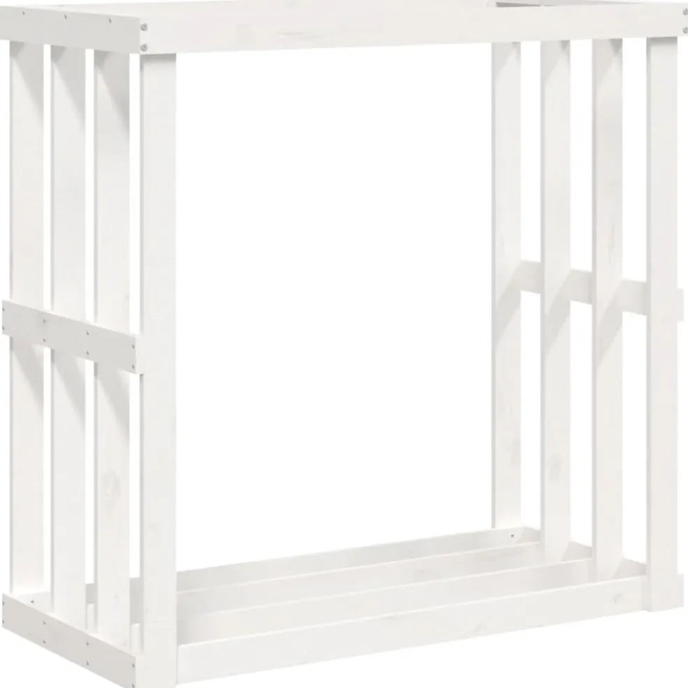 vidaXL Houtblokhouder 108x52x106 cm massief grenenhout wit