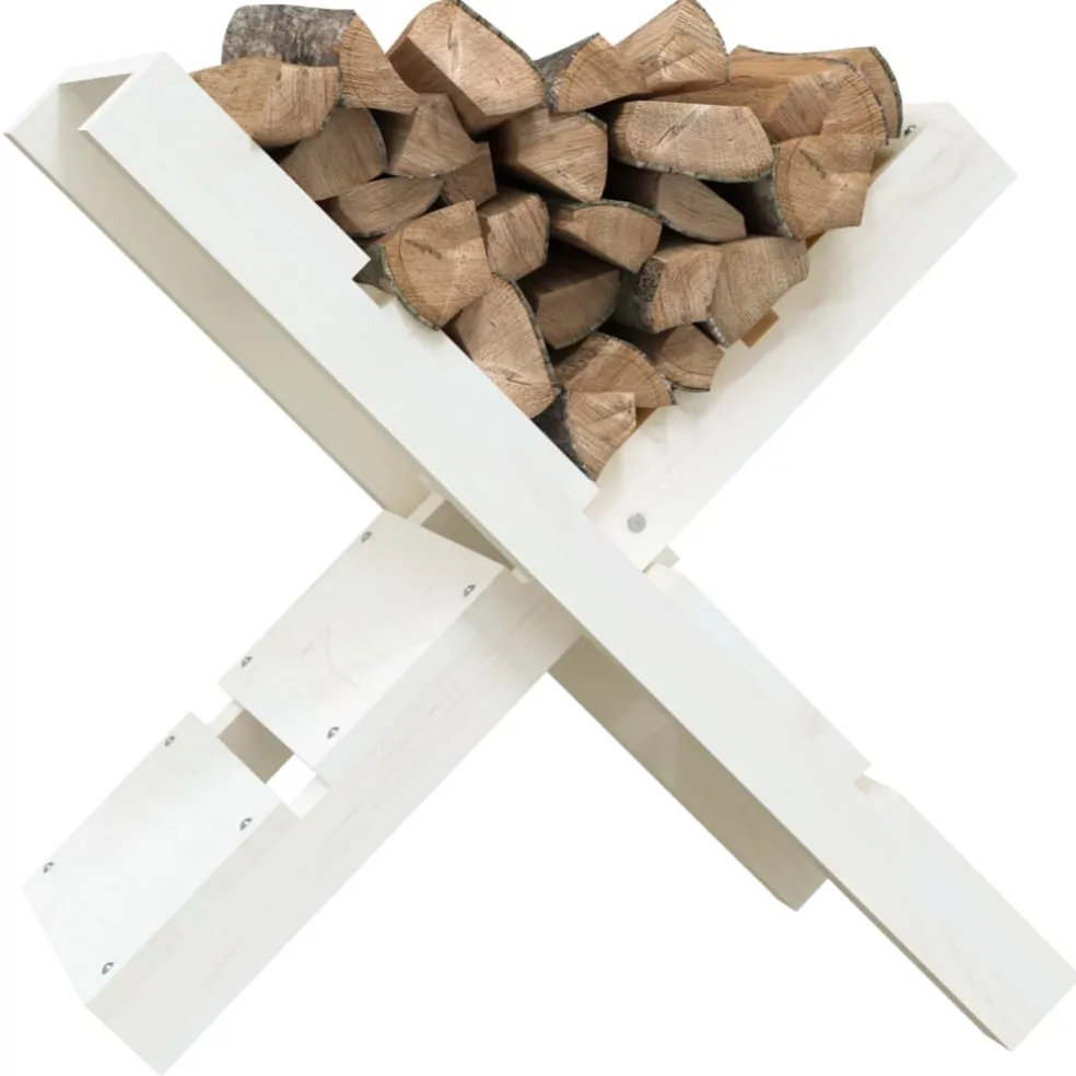 vidaXL Houtblokhouder 47x39,5x48 cm massief grenenhout wit