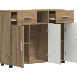 vidaXL Houten Kast Artisan Eiken Bewerkt hout
