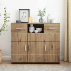 vidaXL Houten Kast Artisan Eiken Bewerkt hout