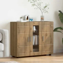 vidaXL Houten Kast Artisan Eiken Bewerkt hout