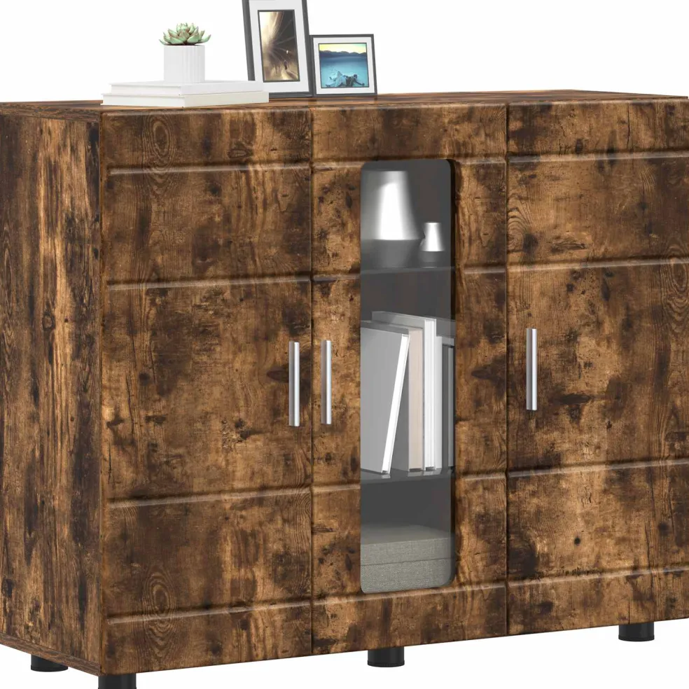 vidaXL Houten Kast Gerookt eiken Bewerkt hout