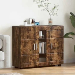 vidaXL Houten Kast Gerookt eiken Bewerkt hout