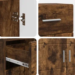 vidaXL Houten Kast Gerookt eiken Bewerkt hout