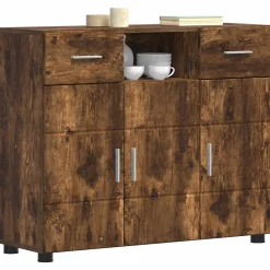 vidaXL Houten Kast Gerookt eiken Bewerkt hout