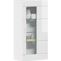 vidaXL Houten Kast Hoogglans wit Bewerkt hout