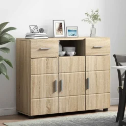 vidaXL Houten Kast Sonoma Eiken Bewerkt hout