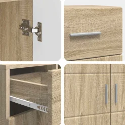 vidaXL Houten Kast Sonoma Eiken Bewerkt hout
