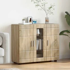 vidaXL Houten Kast Sonoma Eiken Bewerkt hout