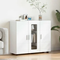vidaXL Houten Kast Wit Bewerkt hout