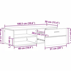 vidaXL Houten Kast 100,5 x 39 x 30 cm Beton Grijs Bewerkt hout