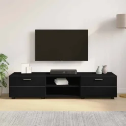 vidaXL Houten Kast 150 x 39 x 30 cm Zwart Bewerkt hout
