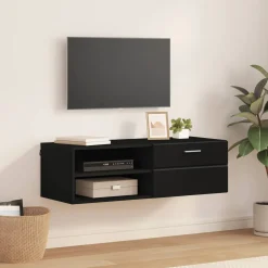 vidaXL Houten Kast 100,5 x 39 x 30 cm Zwart Bewerkt hout