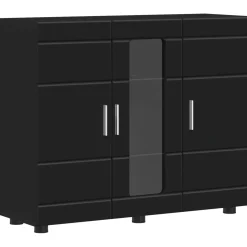 vidaXL Houten Kast Zwart Bewerkt hout