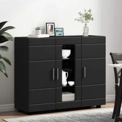 vidaXL Houten Kast Zwart Bewerkt hout