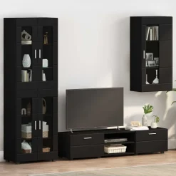 vidaXL Houten Kast Zwart Bewerkt hout
