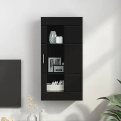 vidaXL Houten Kast Zwart Bewerkt hout