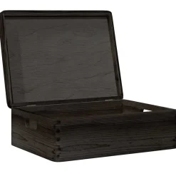 vidaXL Houten kist met deksel&handvatten 40x30x13cm grenenhout zwart