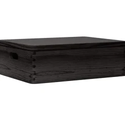 vidaXL Houten kist met deksel&handvatten 40x30x13cm grenenhout zwart