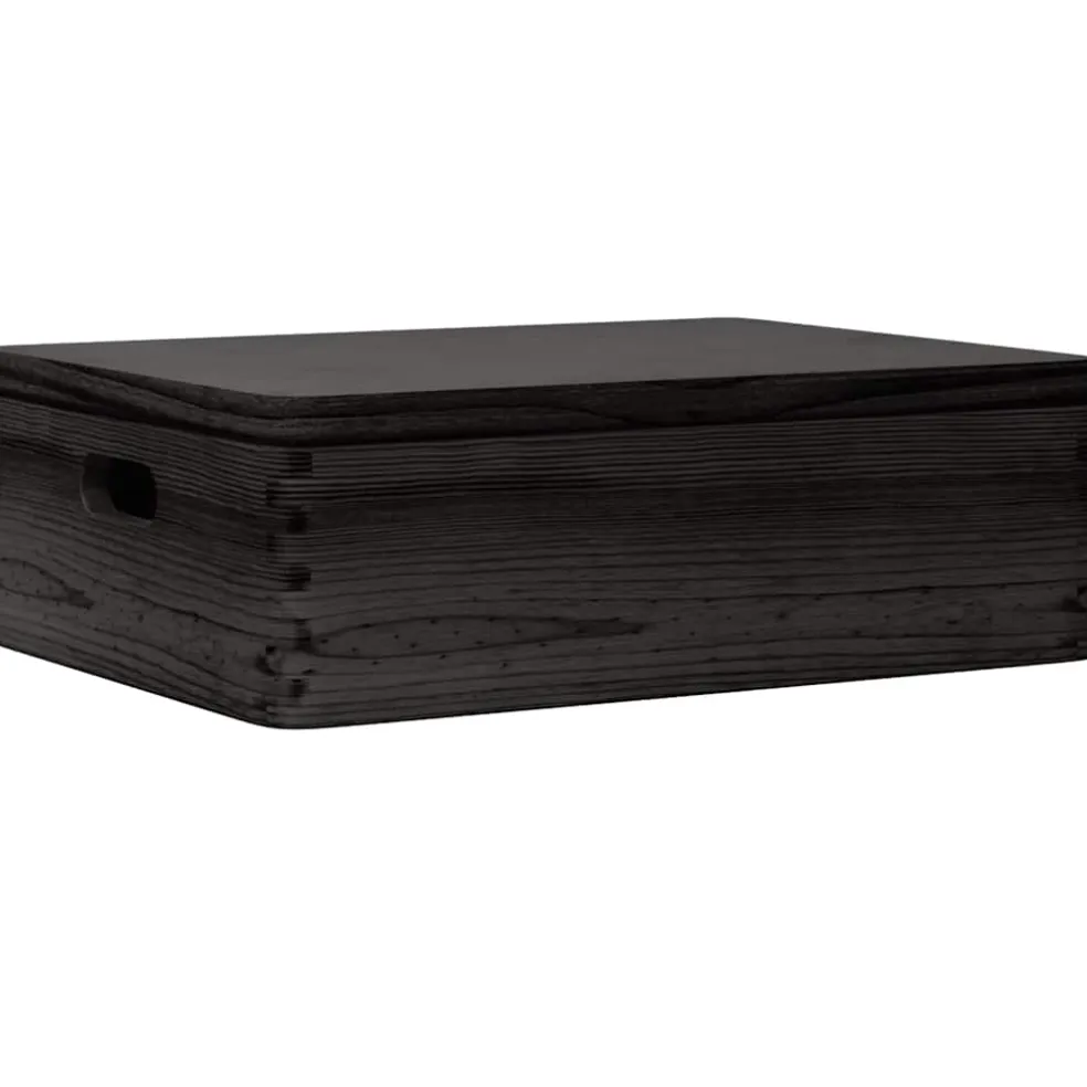 vidaXL Houten kist met deksel&handvatten 40x30x13cm grenenhout zwart
