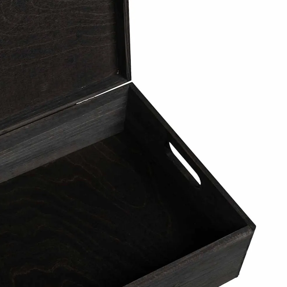 vidaXL Houten kist met deksel&handvatten 40x30x13cm grenenhout zwart