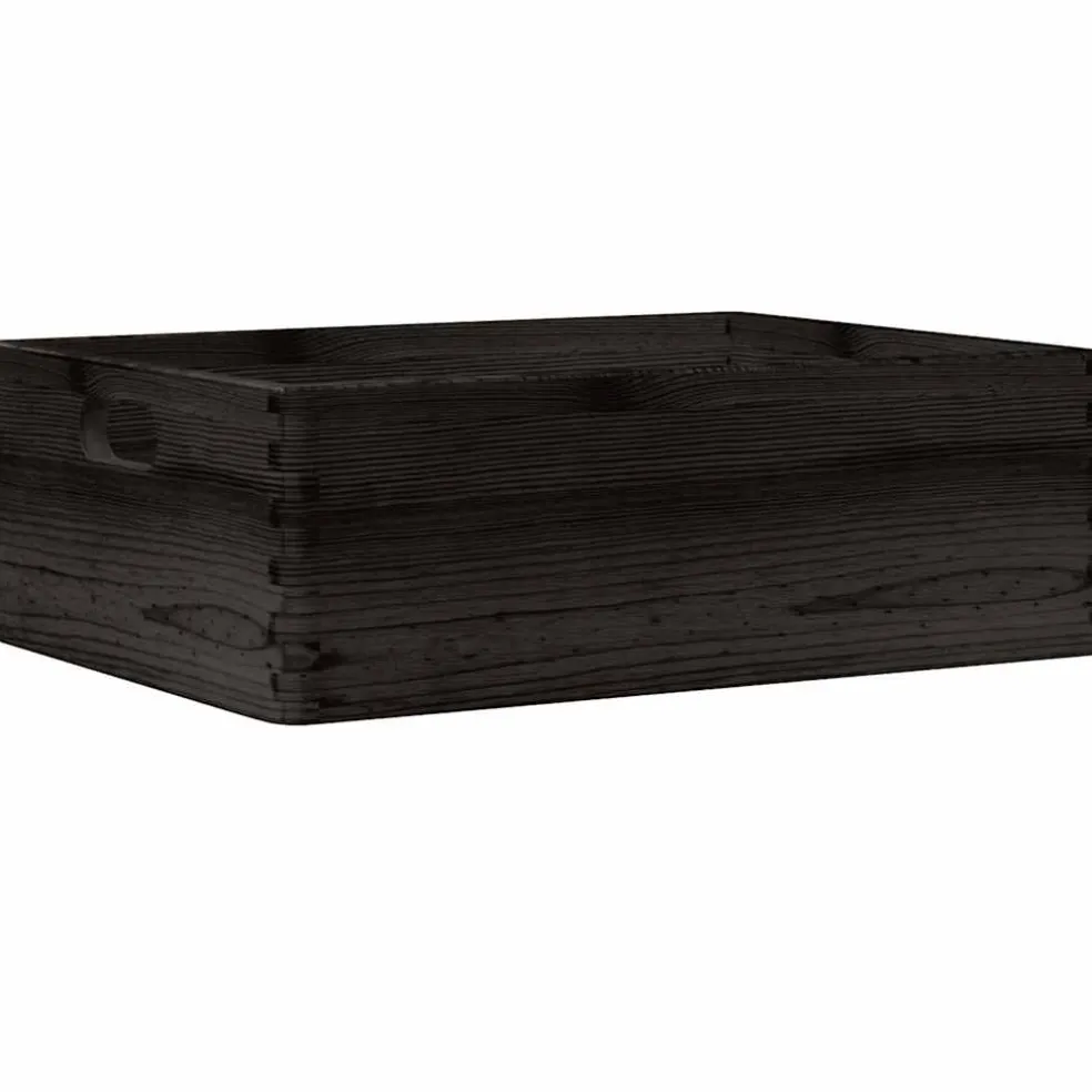 vidaXL Houten kist met handvatten 40x30x13 cm massief grenenhout zwart