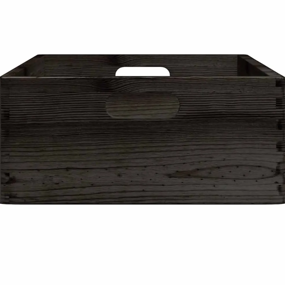 vidaXL Houten kist met handvatten 40x30x13 cm massief grenenhout zwart