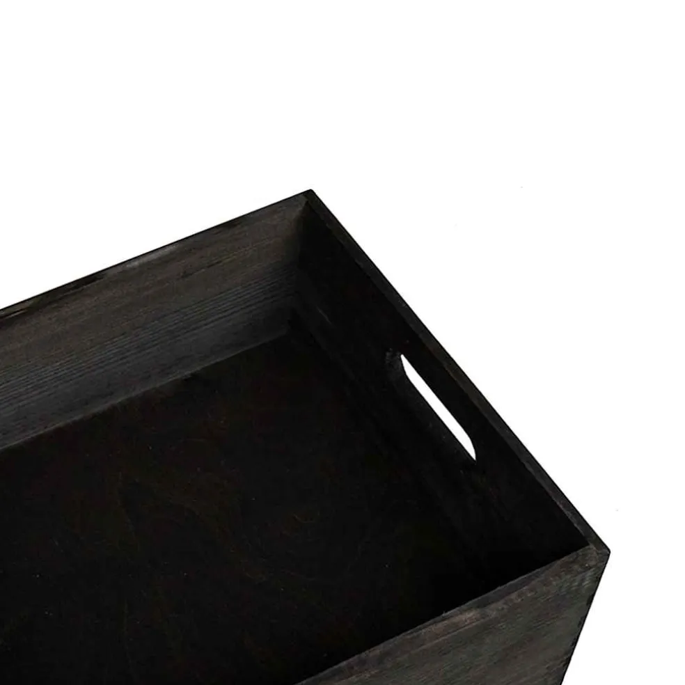 vidaXL Houten kist met handvatten 40x30x13 cm massief grenenhout zwart