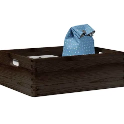vidaXL Houten kist met handvatten 40x30x13 cm massief grenenhout zwart