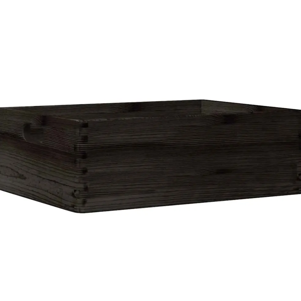 vidaXL Houten kist met handvatten 40x30x13 cm massief grenenhout zwart