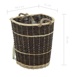 vidaXL Houtmand met draagriemen 44,5x37x50 cm natuurlijk wilgenhout