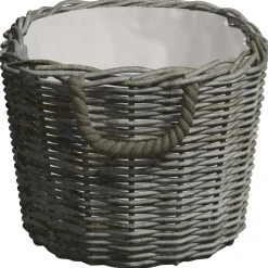 vidaXL Houtmand met handvatten 59x42x28 cm wilgenhout grijs