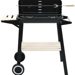 vidaXL Houtskoolbarbecue staand met wieltjes