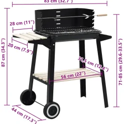 vidaXL Houtskoolbarbecue staand met wieltjes