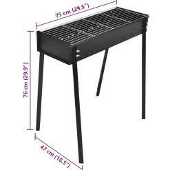 vidaXL Houtskoolbarbecue staand vierkant 75x28 cm