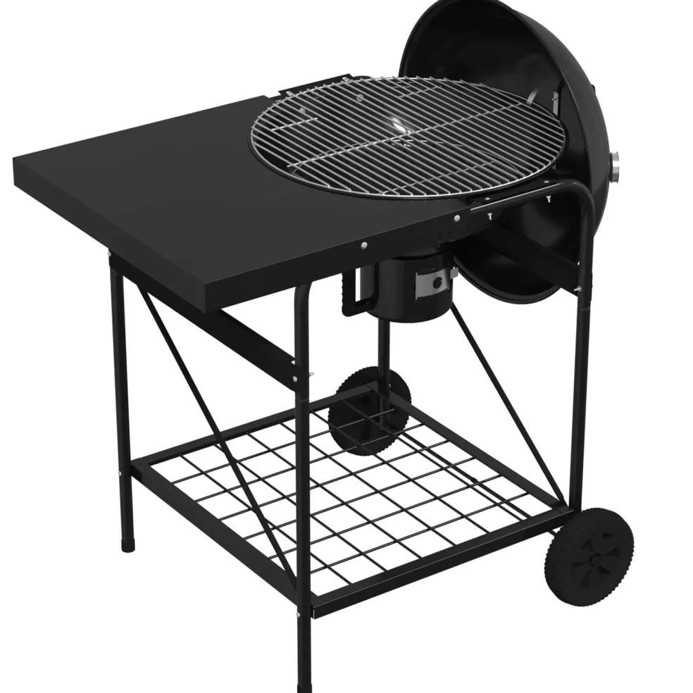 vidaXL Houtskoolgrill met Rookbuizen 91 x 71 x 107 cm Staal Zwart