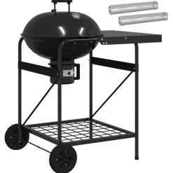 vidaXL Houtskoolgrill met Rookbuizen 91 x 71 x 107 cm Staal Zwart