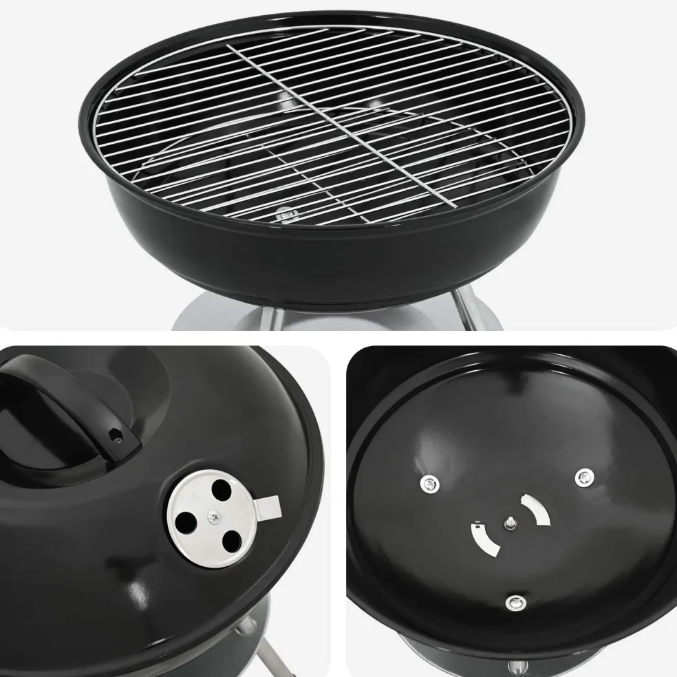 vidaXL Houtskool Grill 36,5 x 36,5 x 40 cm Zwart