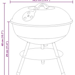 vidaXL Houtskool Grill 36,5 x 36,5 x 40 cm Zwart