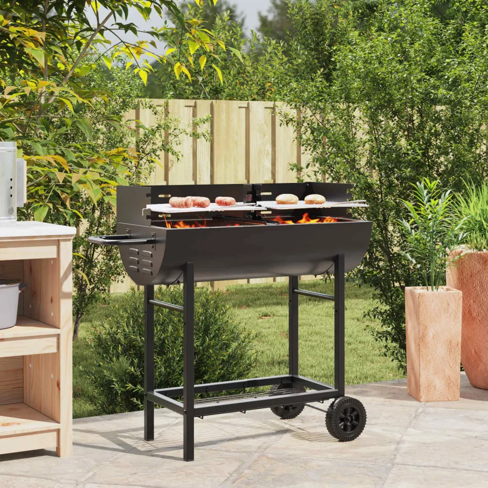 vidaXL Houtskoolgrill 96,5 x 42,5 x 88,5 cm Zwart
