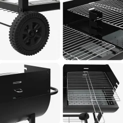 vidaXL Houtskoolgrill 96,5 x 42,5 x 88,5 cm Zwart