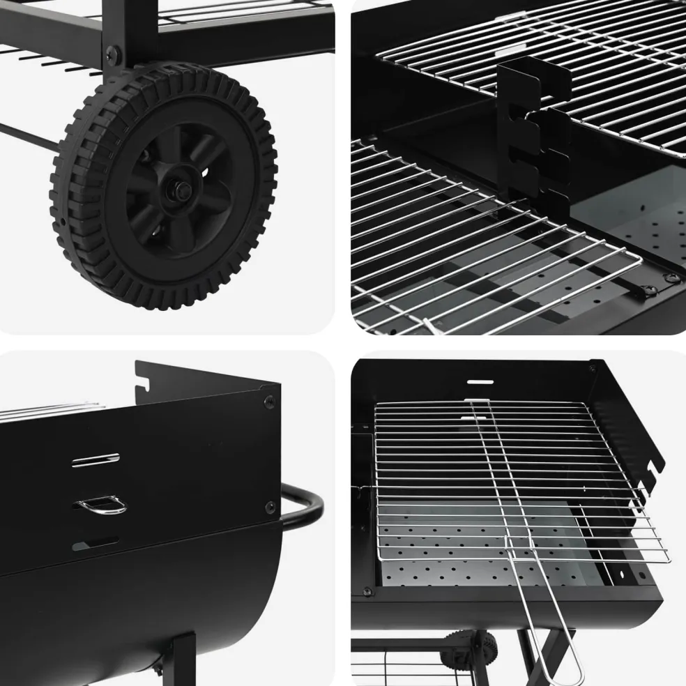 vidaXL Houtskoolgrill 96,5 x 42,5 x 88,5 cm Zwart