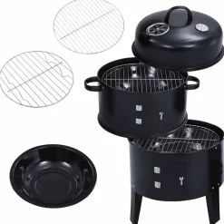 vidaXL Houtskoolroker barbecue-grill 3-in-1 40x80 cm