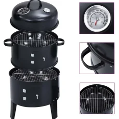 vidaXL Houtskoolroker barbecue-grill 3-in-1 40x80 cm