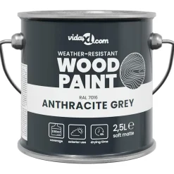 vidaXL Houtverf Grijs 2,5 L Wandprint